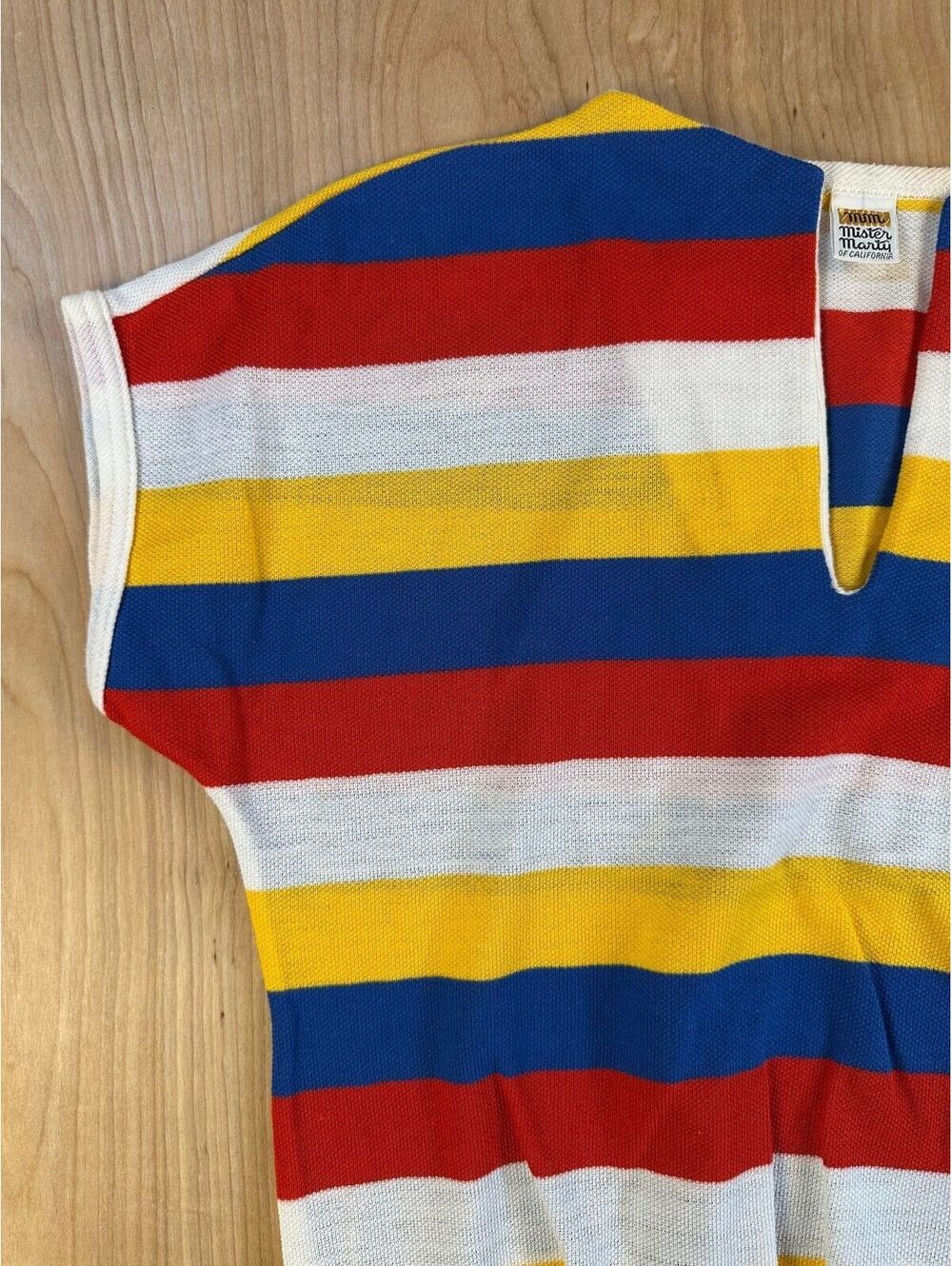 Vintage 60s Mister Marty of California knit blouse striped small slit neckline - Picture 4 of 13